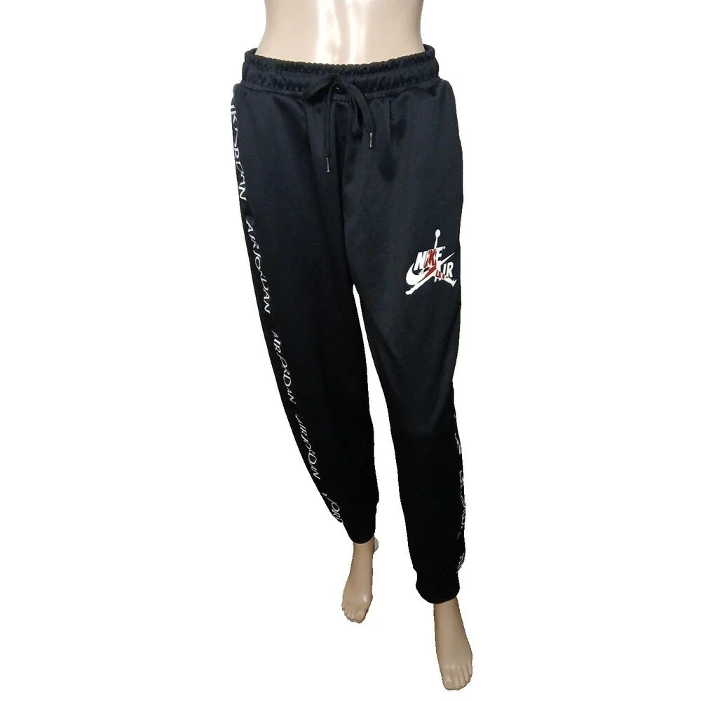 Nike Air Jordan Pants Medium Black Track Joggers Jumpman Side Stripe 28x30   T16